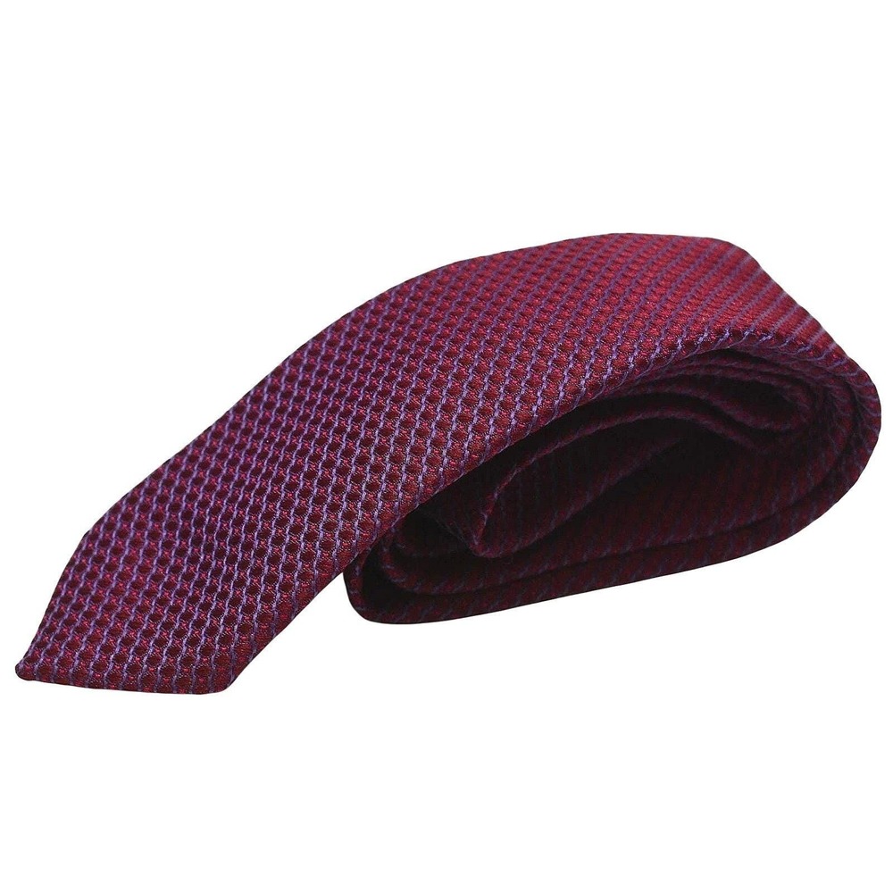 90s Vintage City Streets Slim Tie Burgundy Textured Micro Dot Purple Stitching